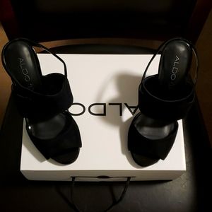 Aldo Black OpenToe Slide In Dress Heel Woman's 6.5